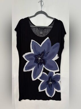 INC Tunic Style Top with vibrant floral and sequin detail. Size L